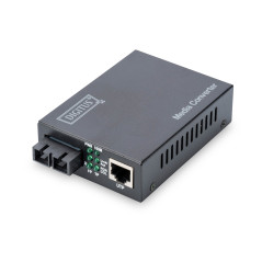 DIGITUS Convertisseur de média - monomode - Fast Ethernet - RJ45 / SC - longueur d'onde 1310nm - jusqu'à 20km - noir
