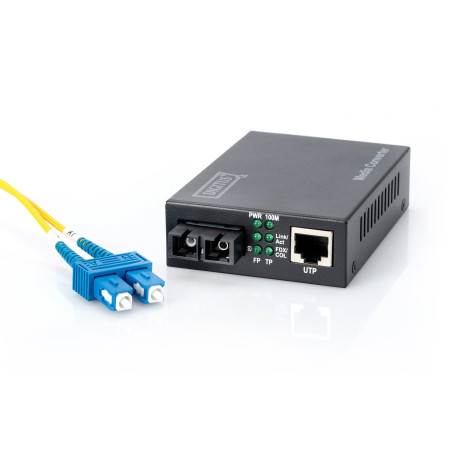 DIGITUS Convertisseur de média - monomode - Fast Ethernet - RJ45 / SC - longueur d'onde 1310nm - jusqu'à 20km - noir
