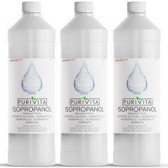 PURIVITA® Alcool Isopropylique 99,9% [3x1L] - Isopropanol Alcohol - Alcool Menager & Desinfectant - Isopropyl Rubbing Alcohol 99