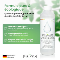 PURIVITA® Alcool Isopropylique 99,9% [3x1L] - Isopropanol Alcohol - Alcool Menager & Desinfectant - Isopropyl Rubbing Alcohol 99