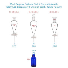 StonyLab Lot de 2 flacons compte-gouttes en verre bleu, bouchon intérieur et étiquette pour huiles essentielles, aromathérapie e