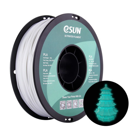 eSUN PLA Glow in the Dark Bleu Filament 1.75mm, Imprimante 3D Filament PLA Fluorescent 1.75mm, 1KG Bobine Phosphorescence Filame