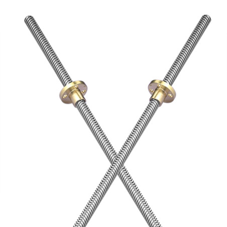 S SIENOC 800mm 3D Imprimante 8mm Roulement Acier T8 Trapézoïdal Vis Tige Barre Linéaire Bar + Écrou de Cuivre (Typ-1, 2Set, 800m