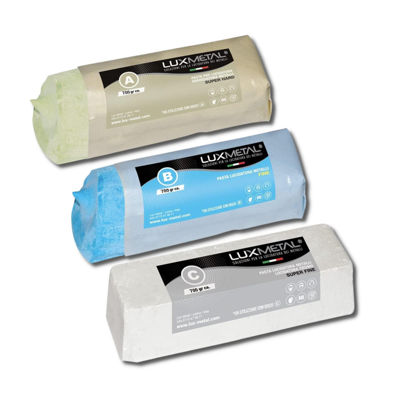 Lux Metal 3 Pate a polir abrasive 700g A-B-C Fin Moyen Gros Kit de Polissage Metal Acier Inox Alu pour Aluminium laiton Metaux N Lux Metal 3 Pate a polir abrasive 700g A-B-C Fin Moyen Gros Kit de Polissage Metal Acier Inox Alu pour Aluminium laiton Metaux N