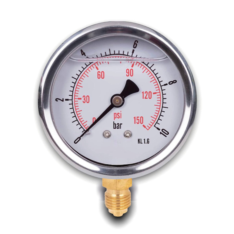 Manomètre glycérine connexion radiale, IP65 inox 63 mm avec connecteur bas, 1/4 glycérine (0-10 bar) Manomètre glycérine connexion radiale, IP65 inox 63 mm avec connecteur bas, 1/4 glycérine (0-10 bar)