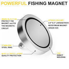 Magnetpro Aimant en néodyme ultra puissant 420 kg Idéal pour la pêche magnétique Ø 90 mm avec œillet en néodyme