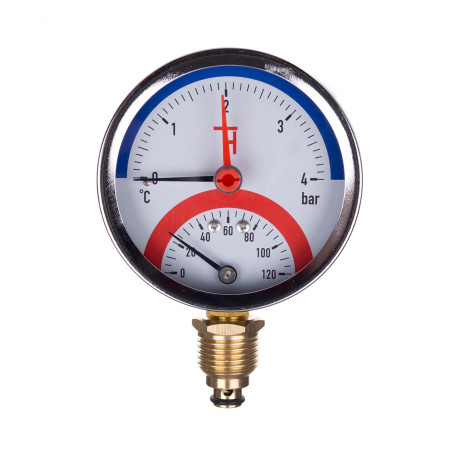 THERMIS Manomètre de température Thermomanomètre 0-4 bar 0-120°C raccord de bas G1 / 2" 3081