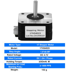 MMOBIEL Nema 17 Moteur pas à pas bipolaire (17HS4023) 1,8 degrés 4,1 V 1 A 13 Ncm avec câble de 1 m