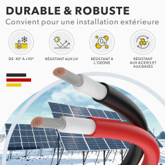 RedStar24 Câble Solaire Premium 4mm² Rouge 20m - Résistant UV, Flexible, Photovoltaïque, PV pour Panneaux Solaires, Onduleurs & 