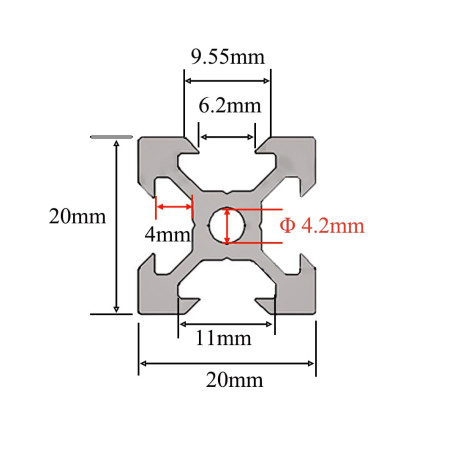 Iverntech 4 pièces 700mm 2020 V Type noir Norme européenne anodisé Rail linéaire profilé en aluminium Extrusion pour imprimante 