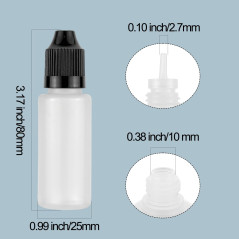 Flacons en PEBD de 20 ml - 6 couleurs - Pour gouttes ophtalmiques et la plupart des liquides - Bouchons de sécurité enfants et b