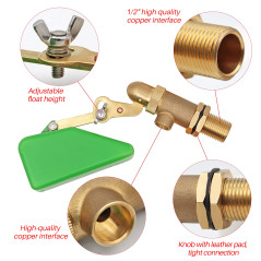 MUALROUS Vanne à Flotteur 1/2" En Laiton Avec Flotteur En Plastique Pour Montage Sur Réservoir, Vanne à Boisseau Sphérique Pour