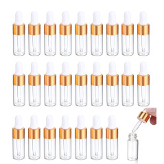 NOLACE Flacons en Verre 5ML Avec Pipette, 25 Pièces - Bouteilles Vides Avec Compte-gouttes Pour Huiles Essentielles, Parfum, Hui