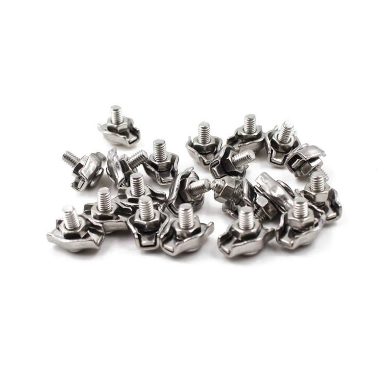 SeeRaphee Acier inoxydable Duplex 2-Post Wire Rope Clip câble Clamp, M4 20 pièces SeeRaphee Acier inoxydable Duplex 2-Post Wire Rope Clip câble Clamp, M4 20 pièces