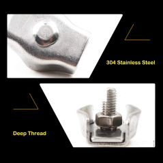 SeeRaphee Acier inoxydable Duplex 2-Post Wire Rope Clip câble Clamp, M4 20 pièces