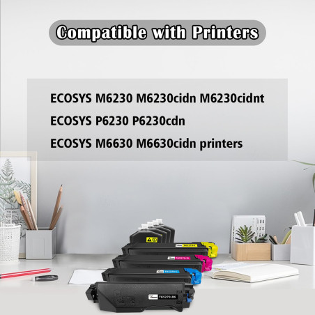 TOPRINT Cartouches de Toner Compatibles 4 Couleurs TK5270 TK 5270 TK-5270 8000 Pages pour Noir et 6000 Pages pour CMY pour Kyoce