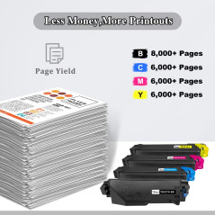 TOPRINT Cartouches de Toner Compatibles 4 Couleurs TK5270 TK 5270 TK-5270 8000 Pages pour Noir et 6000 Pages pour CMY pour Kyoce