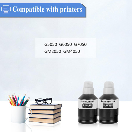SHUOLEI GI-50 GI-51 Encre Compatible pour Canon GI51 GI50 Bouteilles d'encre pour PIXMA G5050 G6050 G7050 GM2050 GM4050 G2570 G1