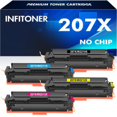 207X 207A Cartouche de Toner Compatible pour HP 207X 207A Color LaserJet Pro MFP M283fdw M255dw M282nw M283fdn M255nw W2210X W22