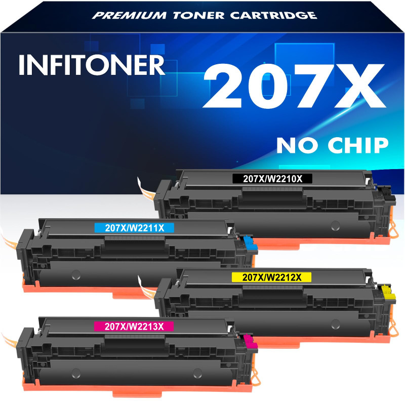 207X 207A Cartouche de Toner Compatible pour HP 207X 207A Color LaserJet Pro MFP M283fdw M255dw M282nw M283fdn M255nw W2210X W22
