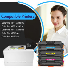 207X 207A Cartouche de Toner Compatible pour HP 207X 207A Color LaserJet Pro MFP M283fdw M255dw M282nw M283fdn M255nw W2210X W22