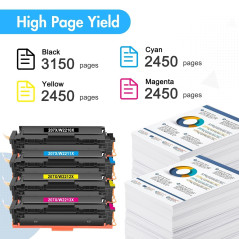 207X 207A Cartouche de Toner Compatible pour HP 207X 207A Color LaserJet Pro MFP M283fdw M255dw M282nw M283fdn M255nw W2210X W22
