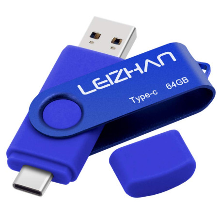 leizhan Clé USB C 64Go, 2-en-1 Dual Clé USB 3.0, Cle USB Type C, Clé USB pour Smartphone Android, Clé USB Personnalisée, Cle USB