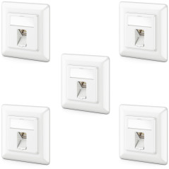 deleyCON 5x Prise Réseau CAT6a Encastrable avec RJ45 Keystone - 10 Gbit/s - STP Blindée - Prise de Données pour Câbles de Raccor