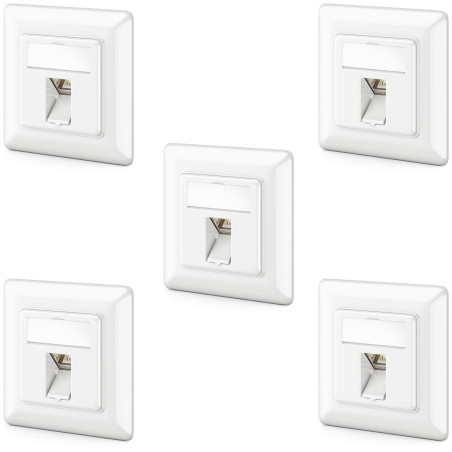 deleyCON 5x Prise Réseau CAT6a Encastrable avec RJ45 Keystone - 10 Gbit/s - STP Blindée - Prise de Données pour Câbles de Raccor
