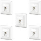 deleyCON 5x Prise Réseau CAT6a Encastrable avec RJ45 Keystone - 10 Gbit/s - STP Blindée - Prise de Données pour Câbles de Raccor