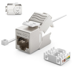 deleyCON 5x Prise Réseau CAT6a Encastrable avec RJ45 Keystone - 10 Gbit/s - STP Blindée - Prise de Données pour Câbles de Raccor