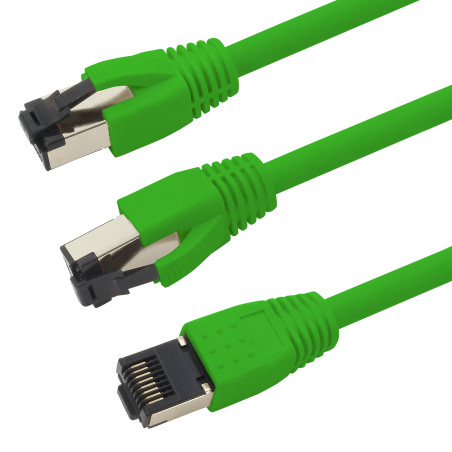 Câble réseau Cat 8 de 0,25 m Câble CAT8 vert - 1 pièce Cat.8 Lan 2000 MHz 40 Gbit s 40GBase-T Poe+ patch cable Câble Ethernet LS