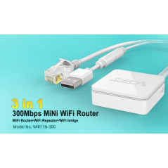 Vonets VAR11N-300 Mini Routeur Portable/Répéteur WiFi Potent/WiFi Bridge 3 en Un, Fréquence individuelle 300 Mbps 2,4 GHz, 1 Por