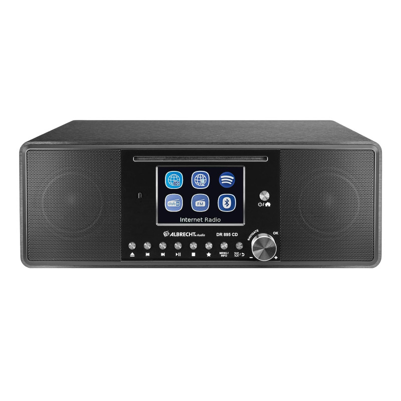Albrecht DR 895 CD Système Compact Dab+/FM/Internet/CD, Noir, avec écran Couleur 4", Musique stéréo et Podcast, USB, contrôle pa