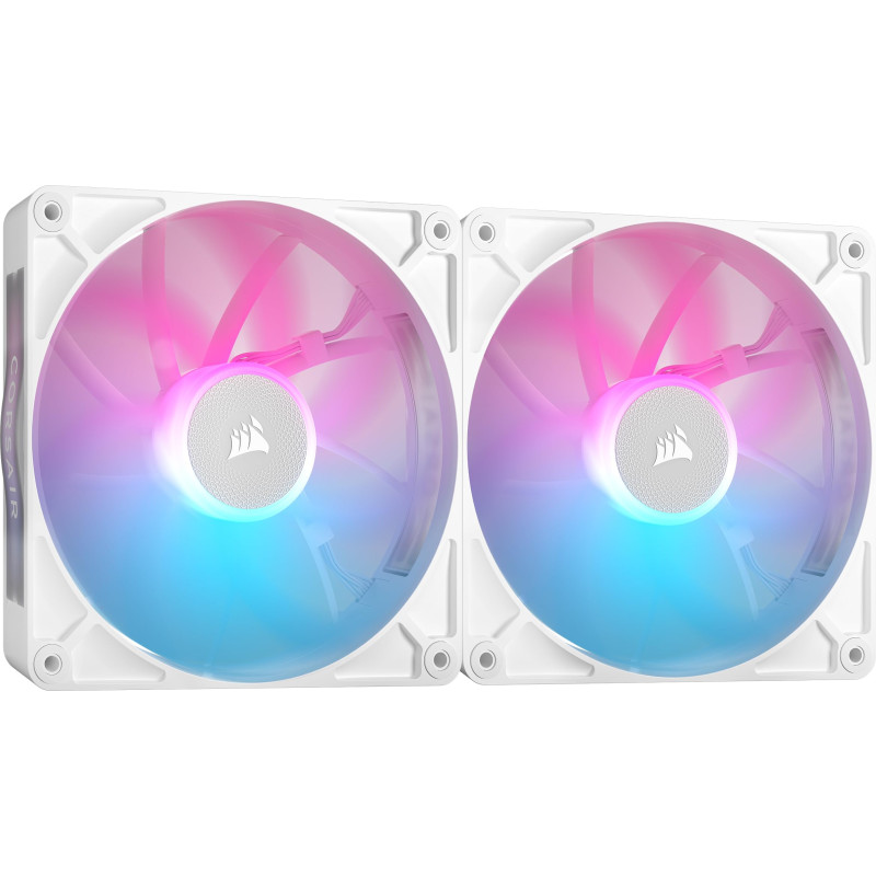 CORSAIR iCUE Link RX140 RGB 140mm Ventilateurs PWM avec Hub Système iCUE Link - Roulement à Dôme Magnétique - Dual Pack - Blanc