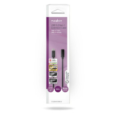 NEDIS Câble USB - USB 3.2 Gen 1 - Connecteur USB-C - Prise USB-C - 4K@60Hz - 5 Gbps - Nickelé - 2.00 m - Rond - PVC - Noir - Boî