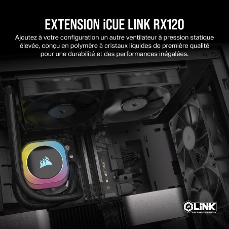 Corsair iCUE Link RX120 Ventilateur PWM 120mm - Roulement à Dôme Magnétique - Ventilateur Simple - Noir