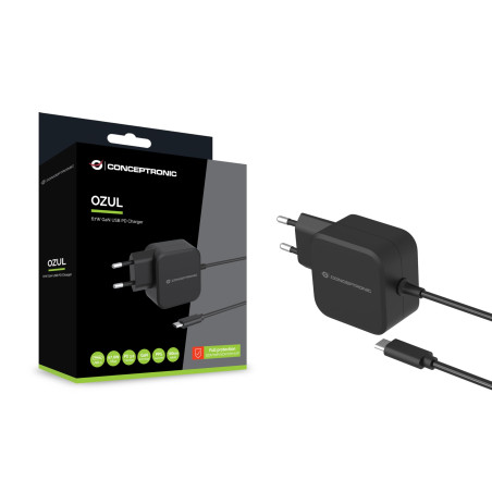 CONCEPTRONIC OZUL04BE Chargeur PD USB 67W GaN, câble USB-C intégré