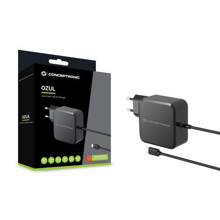CONCEPTRONIC OZUL05BE 100W GaN Chargeur PD USB, Câble USB-C intégré