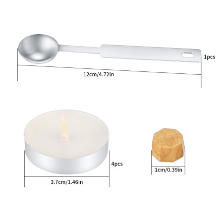 Perles de Cacheter, Bâtonnets Octogonaux, Kit de Sceau avec Bougies Thé, Cuillère, pour Timbres de Sceau, Perles de Cire de Lett