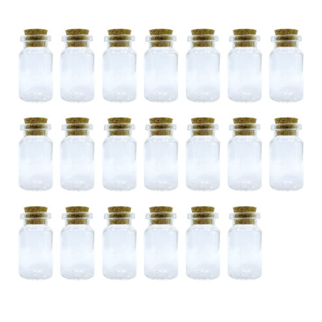 WYAN 20Pcs 7ML Petite Bouteille en Verre,Tube a Essai Verre pour Les Mariages,Set Petit Flacon Verres,Bocaux en Verres Mariage,