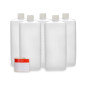 Octopus Bouteilles en Plastique 5 x 1000 ML, PE-HD avec Bouchon à Vis Blanc, Carrées, Vides - 5 Étiquettes Incluses
