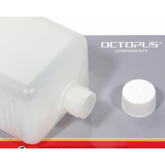 Octopus Bouteilles en Plastique 5 x 1000 ML, PE-HD avec Bouchon à Vis Blanc, Carrées, Vides - 5 Étiquettes Incluses