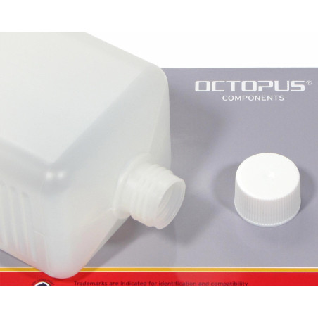Octopus Bouteilles en Plastique 5 x 1000 ML, PE-HD avec Bouchon à Vis Blanc, Carrées, Vides - 5 Étiquettes Incluses