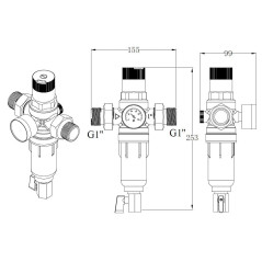 AQUA HEATING Réducteur de Pression de l'eau avec Manomètre et Compteur Régulateur 1" avec Filtre à Tamis Vanne de Réduction de P