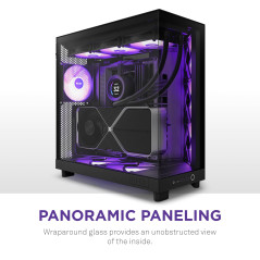 Nzxt H6 Flow RGB CC-H61FB-R1 Boîtier Moyen-Tour Compact Double Chambre Airflow Comprend 3 Ventilateurs 120 mm RGB Panneaux panor