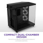 Nzxt H6 Flow RGB CC-H61FB-R1 Boîtier Moyen-Tour Compact Double Chambre Airflow Comprend 3 Ventilateurs 120 mm RGB Panneaux panor