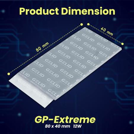 Gelid Solutions GP-Extreme 80x40x1.5mm (2pcs)-Pads Thermiques 12W-Excellente Conduction Thermique-Comble les Espaces Idéal Insta