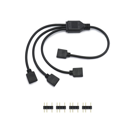 QWORK® Câble répartiteur ARGB, 5 V, 3 broches, cable rgb pc, 1 prise vers 3 fiches, 30 cm, pour refroidisseur CPU et ventilateur