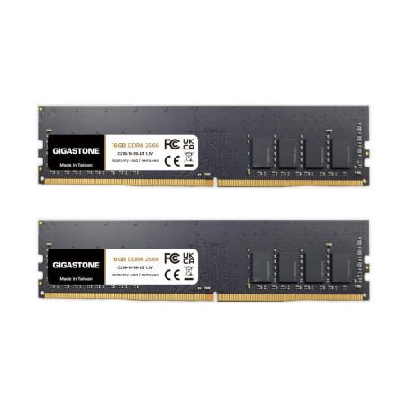 【DDR4 RAM】 GIGASTONE 32Go Kit(2x16Go) DDR4 2666MHz(2400MHz Or 2133MHz) PC4-21300(PC4-19200/17000) CL19 1.2V UDIMM 288pin Unbuffe